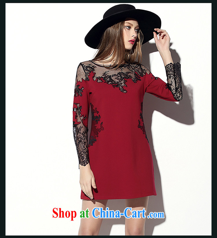 Mephidross economy honey, 2015 spring new and indeed XL female correct elegant Openwork lace stitching embroidery long-sleeved dresses cotton 2018 wine red code 5 XL pictures, price, brand platters! Elections are good character, the national distribution, so why buy now enjoy more preferential! Health