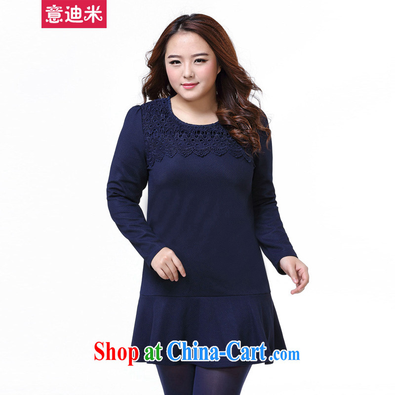 It's the code women's clothing 2015 spring new lace graphics thin dresses girls skirts solid C 1 - 1015 dark blue XXXXL