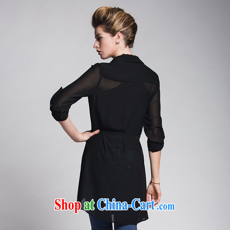 The Mak is the female 2015 spring new thick mm stylish Korean solid-colored long-sleeved shirt 951011199 black 4XL, former Yugoslavia, Mak, and shopping on the Internet