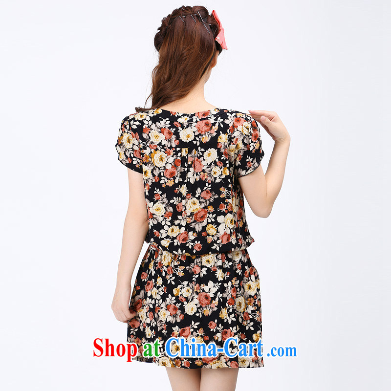 Laurie flower Luo, female summer thick sister the FAT and FAT people graphics thin large code dresses 6748 spend 4 XL (leisure video thin), Shani Flower (Sogni D'oro), online shopping