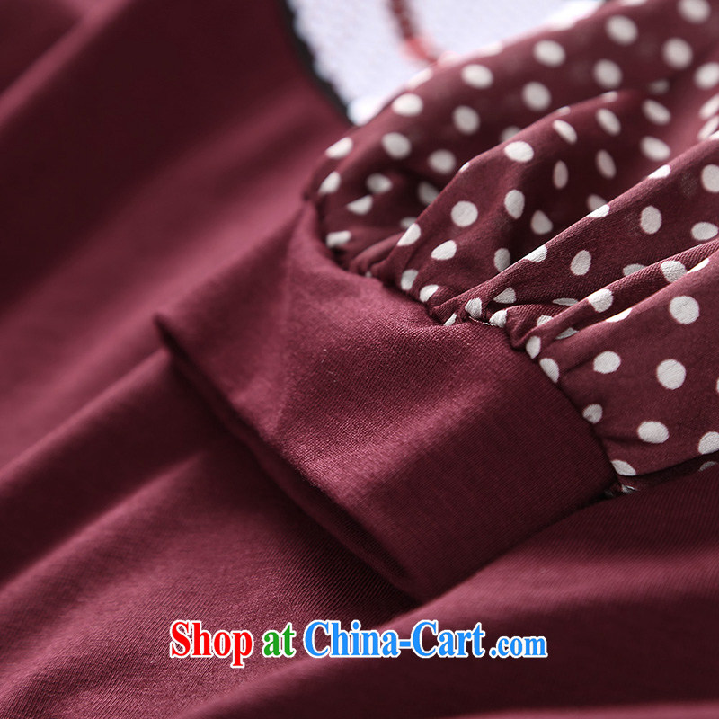 The MSShe indeed XL women 2015 spring thick MM lovely long-sleeved round-collar T pension 2511 wine red 2 XL, Msshe, shopping on the Internet