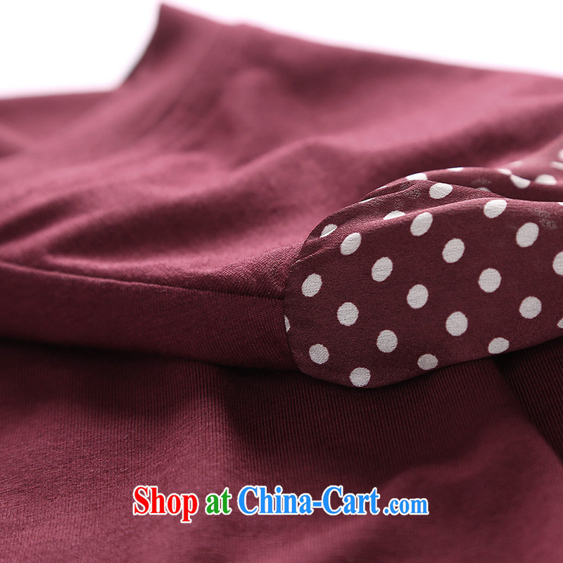 The MSShe indeed XL women 2015 spring thick MM lovely long-sleeved round-collar T pension 2511 wine red 2 XL, Msshe, shopping on the Internet