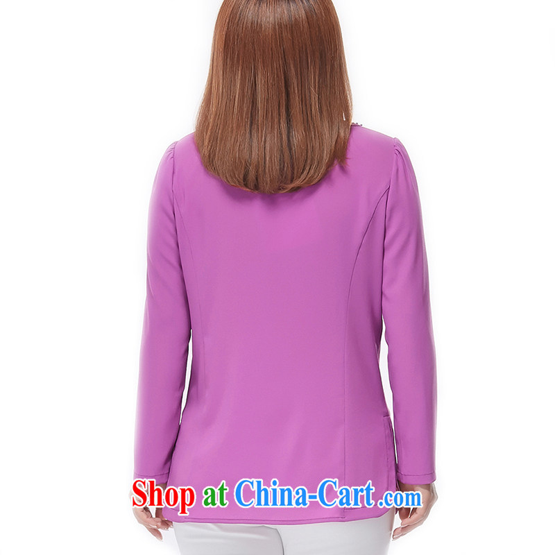 MSSHE XL girls 2015 new spring pin drill lace on the truck round-collar long-sleeved snow woven shirts 2623 purple 2XL, Msshe, shopping on the Internet