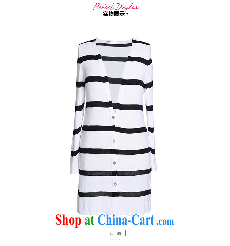 Slim LI Sau 2015 spring and summer new, larger female Korean jacket long, large streaks knitted shirts Q 7360 blue and white 3 XL pictures, price, brand platters! Elections are good character, the national distribution, so why buy now enjoy more preferential! Health
