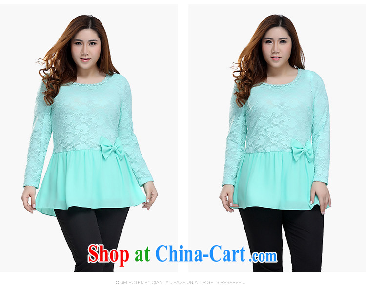 Slim LI Sau 2015 spring and summer new, larger female stylish bow-tie stitching round-collar long-sleeved lace shirt Q 7955 pink 4 XL pictures, price, brand platters! Elections are good character, the national distribution, so why buy now enjoy more preferential! Health