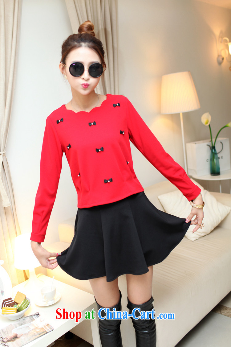 Aihui Denise 2015 spring new, large, two-piece nail Pearl solid long-sleeved T-shirt on 100 mm hem skirt dress set girl solid skirt F 01 red T-shirt + black skirt XXL pictures, price, brand platters! Elections are good character, the national distribution, so why buy now enjoy more preferential! Health