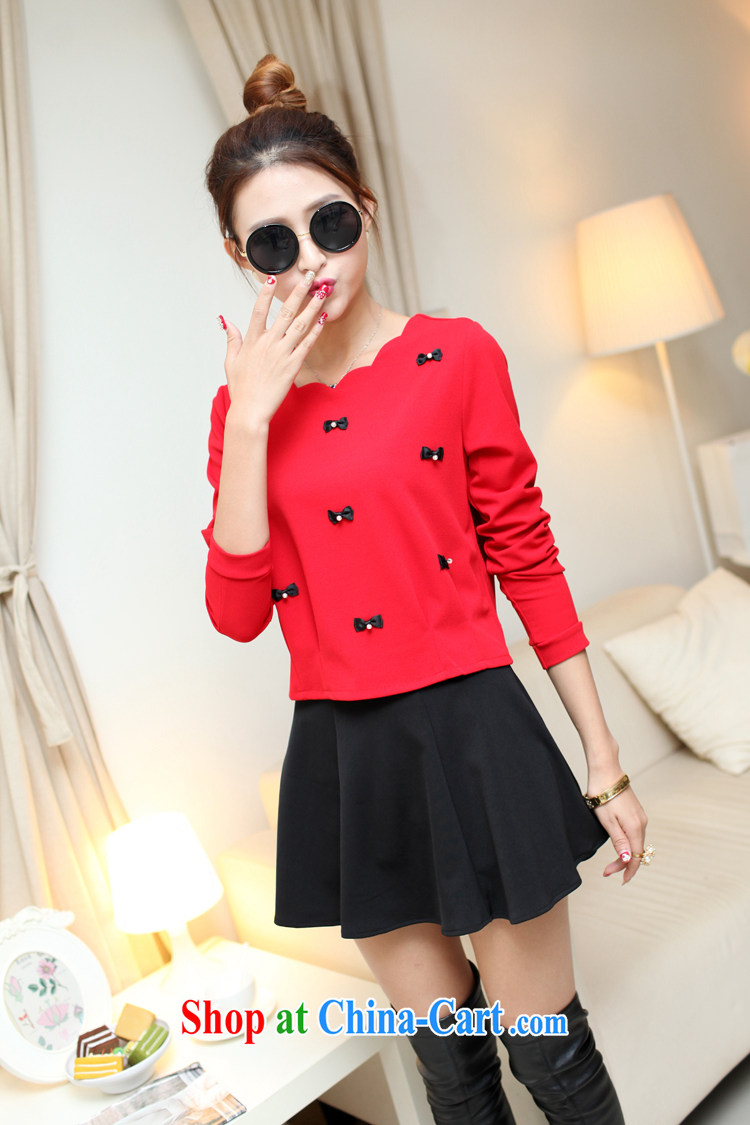 Aihui Denise 2015 spring new, large, two-piece nail Pearl solid long-sleeved T-shirt on 100 mm hem skirt dress set girl solid skirt F 01 red T-shirt + black skirt XXL pictures, price, brand platters! Elections are good character, the national distribution, so why buy now enjoy more preferential! Health