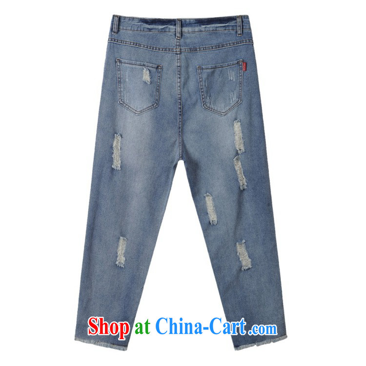 Hi Princess slave summer 2015 new Korean version of the greater, women in blue jeans pants Pearl nails worn out cowboy 9 pants 7 pants M 15,029 blue 40 200 Jack left and right through pictures, price, brand platters! Elections are good character, the national distribution, so why buy now enjoy more preferential! Health
