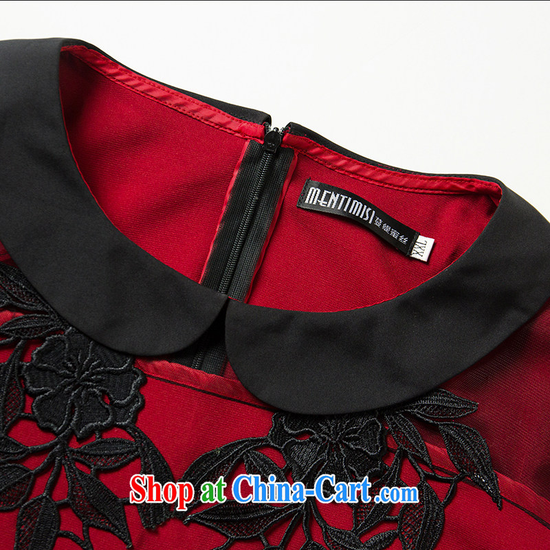 Mephidross economy honey, spring 2015 the new, and indeed increase, female embroidery stitching doll collar cuff dress 2823 big red code 5 XL 200 jack, evergreens economy honey Silk (MENTIMISI), online shopping
