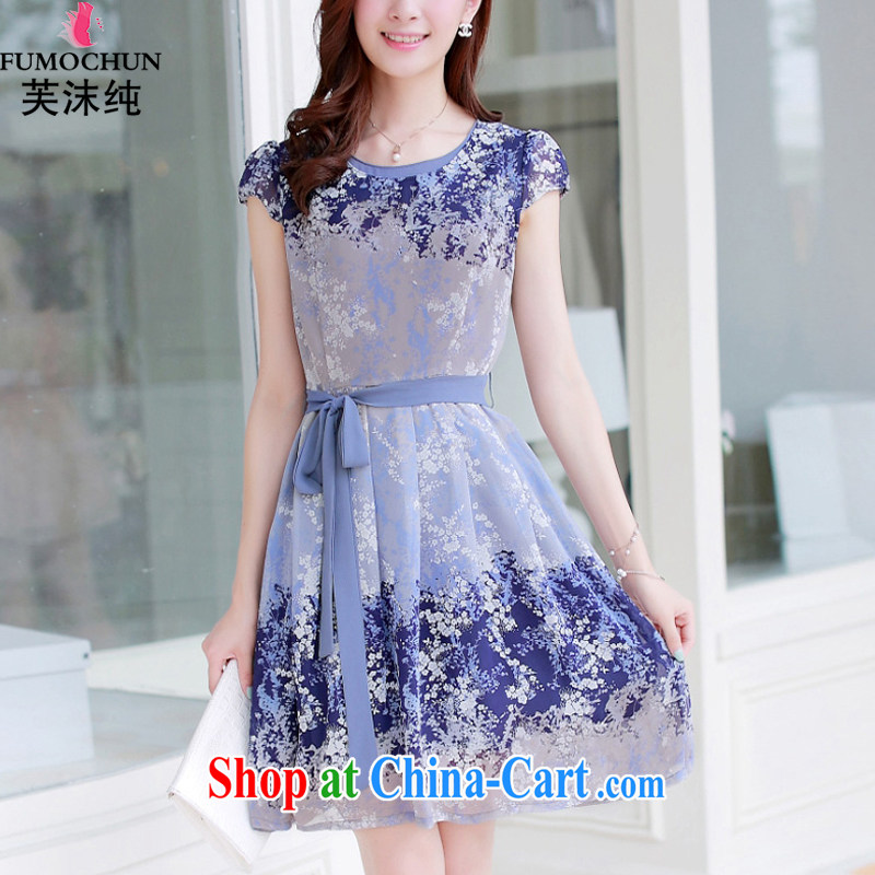 Be spray-summer 2015 new paragraph beauty with lace snow woven short-sleeved dresses larger female 5531 8384 XXL