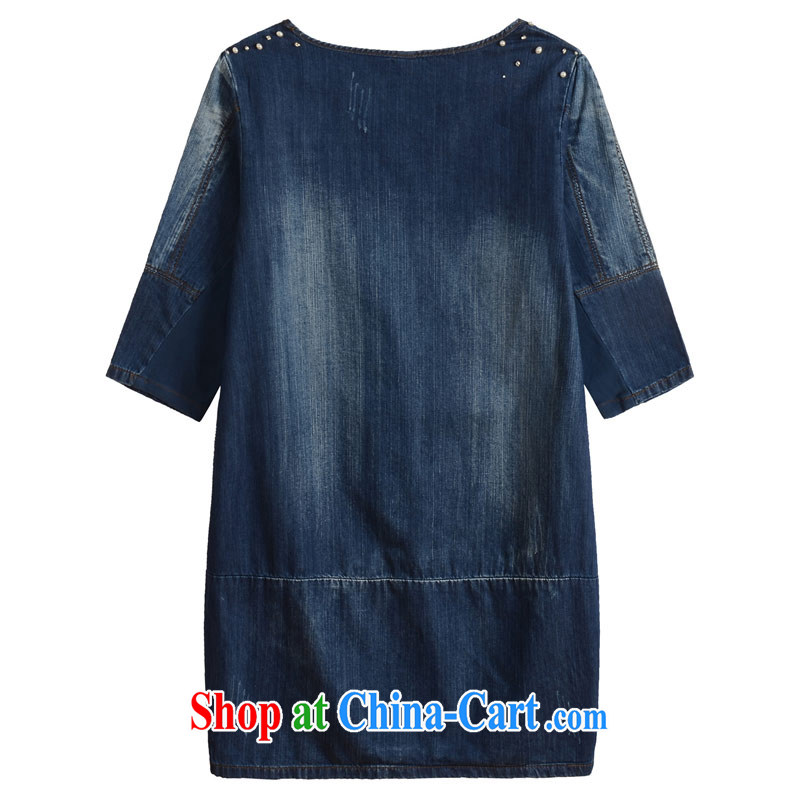 Thin (NOS) Korean version of the greater code female summer is the Greater Pearl River Delta spike in cowboy cuff dress M 51,291 deep blue 5 200 XL about Jack wearing thin (NOS), online shopping