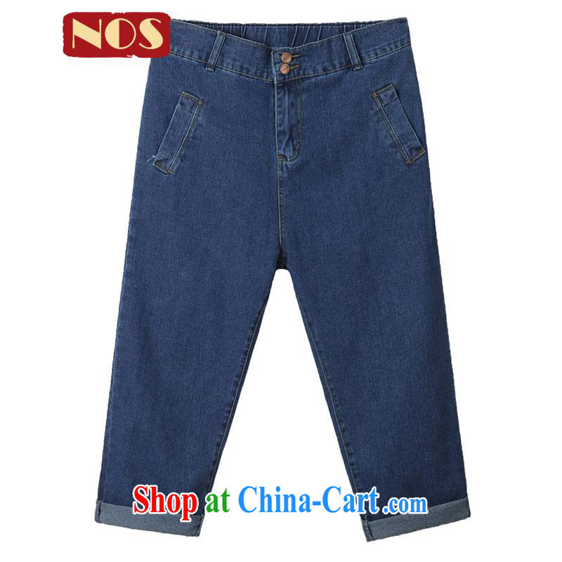 Thin _NOS_ summer new Korean version of the greater number female and indeed increase castor 9 pants jeans M 15,011 dark blue 1 42 code 180 about Jack wearing