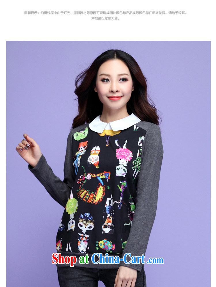 Optimize M colorful XL women 2015 spring new retro lapel totem stamp shirt long-sleeved shirt T the fat lady OL shirt thick M black 4 XL pictures, price, brand platters! Elections are good character, the national distribution, so why buy now enjoy more preferential! Health