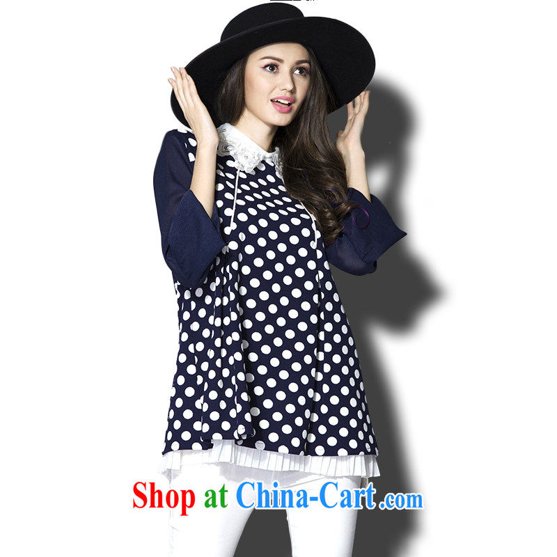The Ting zhuangting fat people graphics thin 2015 spring new, larger female high-end in Europe and America is the greater emphasis on sister shirt 5002 black-and-white point 5 XL, Ting (zhuangting), online shopping