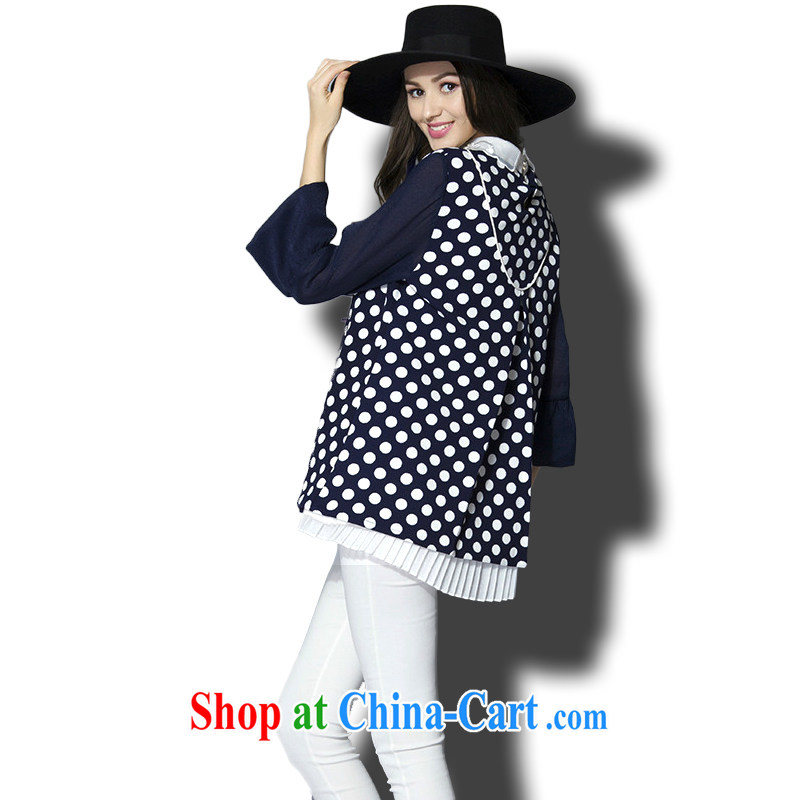 The Ting zhuangting fat people graphics thin 2015 spring new, larger female high-end in Europe and America is the greater emphasis on sister shirt 5002 black-and-white point 5 XL, Ting (zhuangting), online shopping
