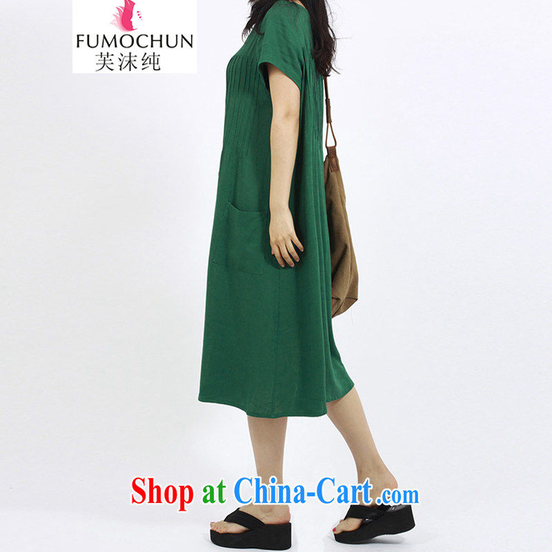 Be spray pure 2015 spring and summer, the female loose wrinkled cotton mA short-sleeved style dresses 8056 green L, bubbles will be pure, shopping on the Internet