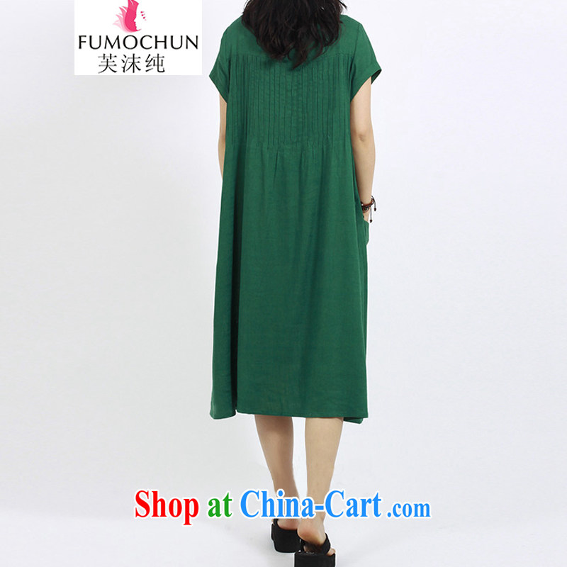 Be spray pure 2015 spring and summer, the female loose wrinkled cotton mA short-sleeved style dresses 8056 green L, bubbles will be pure, shopping on the Internet