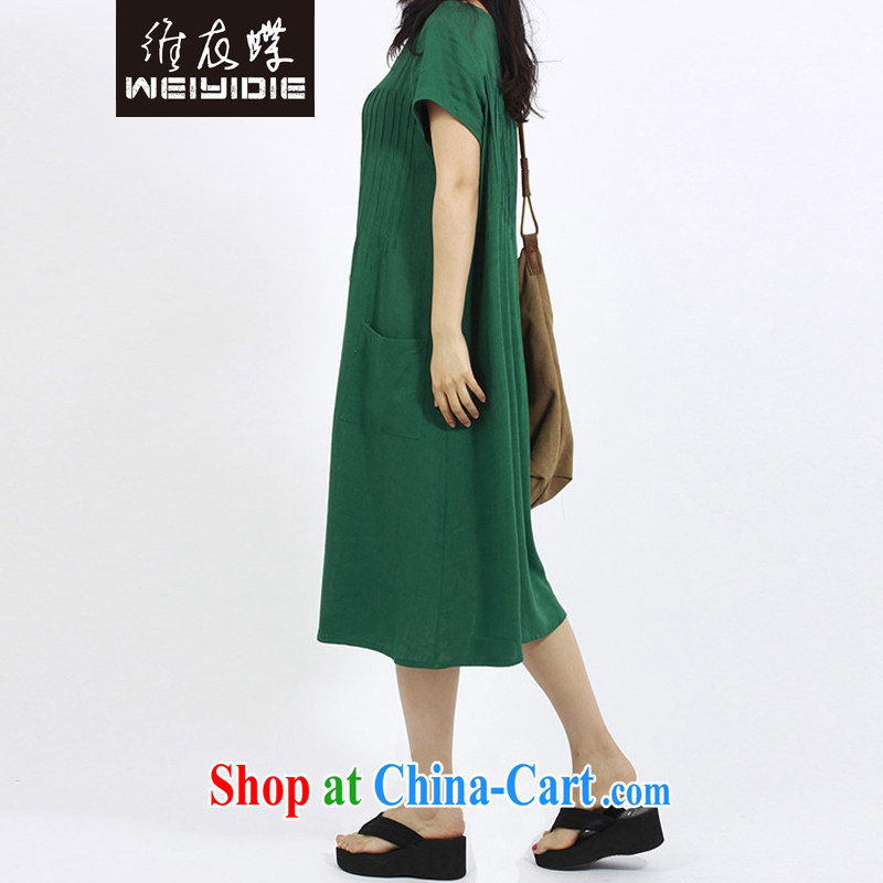 The Yi butterfly 2015 spring and summer, the female loose wrinkled cotton mA short-sleeve style dresses 8056 green L, d Yi butterfly, shopping on the Internet