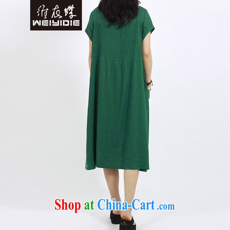 The Yi butterfly 2015 spring and summer, the female loose wrinkled cotton mA short-sleeve style dresses 8056 green L, d Yi butterfly, shopping on the Internet
