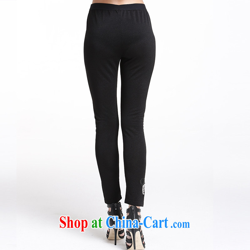 Race Contact Us 2015 larger female solid pants girls summer graphics gaunt pop-up a casual women pants 651105015 black XXXXL - 48, contact us (Ceramide), online shopping