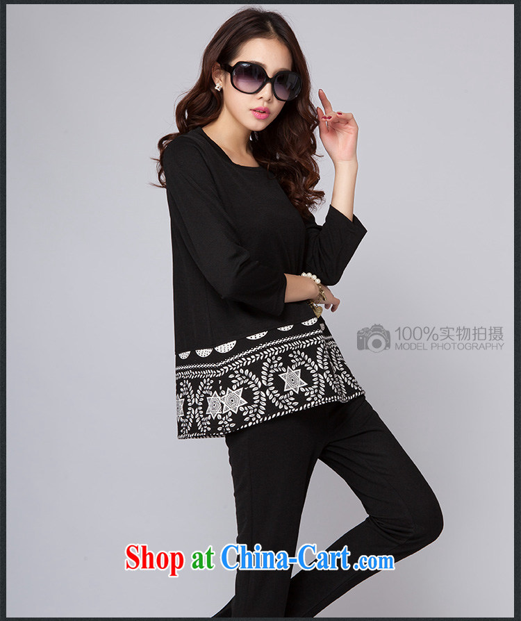 Otaku ethnic 2015 spring new larger female stylish modern Kit 8002 black 3 XL (T-shirt + pants) pictures, price, brand platters! Elections are good character, the national distribution, so why buy now enjoy more preferential! Health