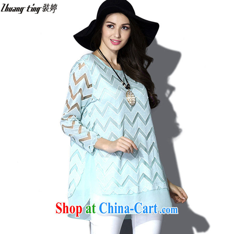 The Ting zhuangting fat people graphics thin 2015 spring new, high-end European and American thick mm larger female long-sleeved snow woven shirts 6002 black 5 XL, Ting (zhuangting), online shopping