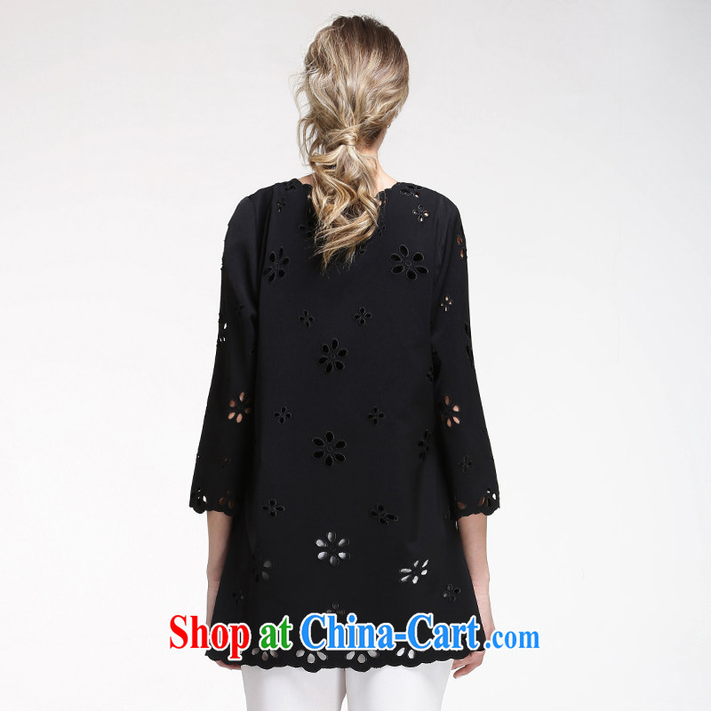 Race Contact Us larger women spring 2015 new emphasis on sister languages empty embroidered long-sleeved jacket girls spring 651106028 black XXXXL, contact us (Ceramide), shopping on the Internet