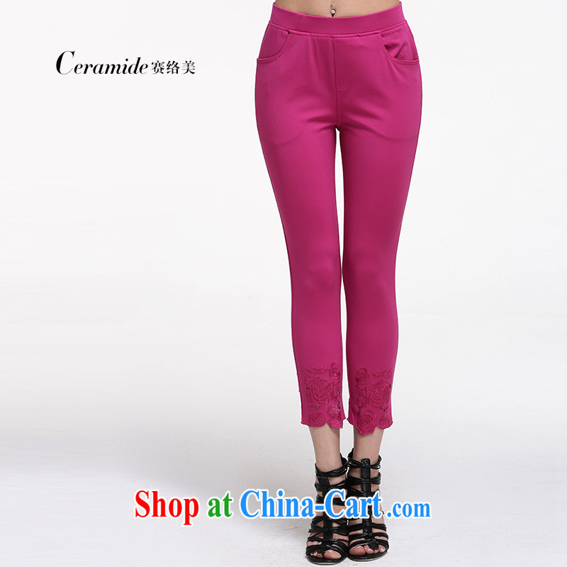 Race Contact Us larger ladies summer 2015 New Beauty pants embroidered stretch tight solid pants Womens summer 651105033 black M - 38, contact us (Ceramide), and, on-line shopping