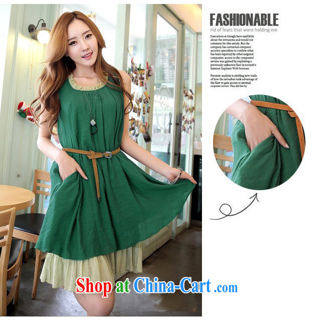 Gillian Chung Wa Dae, 2015 spring and summer with Korean fashion snow woven flouncing lady, loose the code vest dress (the belt) 8042 green XL pictures, price, brand platters! Elections are good character, the national distribution, so why buy now enjoy more preferential! Health