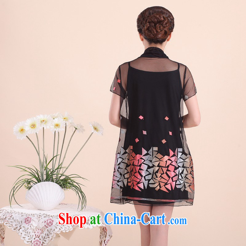 2015 new women with large, two-piece middle-aged and older female summer two-piece short-sleeved T pension 40 years old middle-aged mother with T-shirt larger dresses red XXXL, Xu Ze red (xuzehong), online shopping