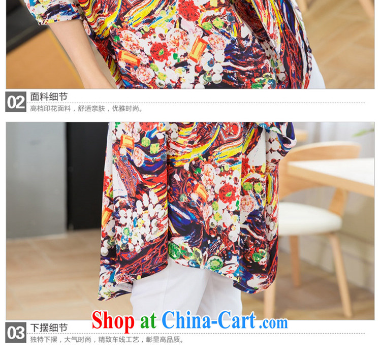 Huan Zhu Ge Ge Ge 2015 spring and summer, thick MM loose the Code women Peking Opera art stamp V-neck, long, 7 cuff casual women T-shirt T-shirt suit 2 XL (145 - 165 jack to wear) pictures, price, brand platters! Elections are good character, the national distribution, so why buy now enjoy more preferential! Health