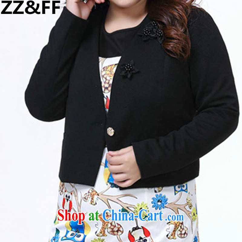ZZ &FF 2015 summer new, larger female 200 Jack mm thick graphics thin OL long-sleeved V collar cardigan small, shoulder jacket black XXXXL, ZZ &FF, shopping on the Internet