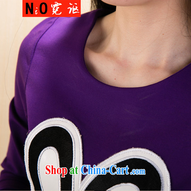 Ngai Nov 2015 spring and a large, female Korean version cultivating graphics thin card on the long-sleeved dress 8133 purple 4 XL Ngai, Nov, shopping on the Internet
