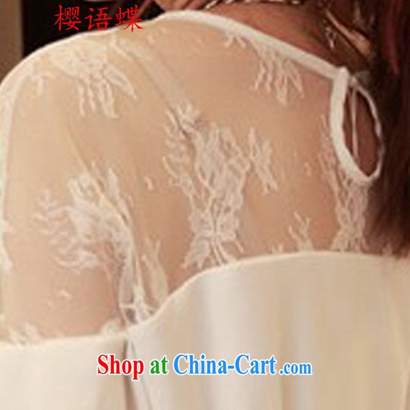 Cherry, Butterfly Spring 2015 the new European and American XL thick MM lace dress in Europe mm thick graphics thin and thick lace shirt dress Jack white XXXXL, cherry, Butterfly (yintalkabutterfly), shopping on the Internet