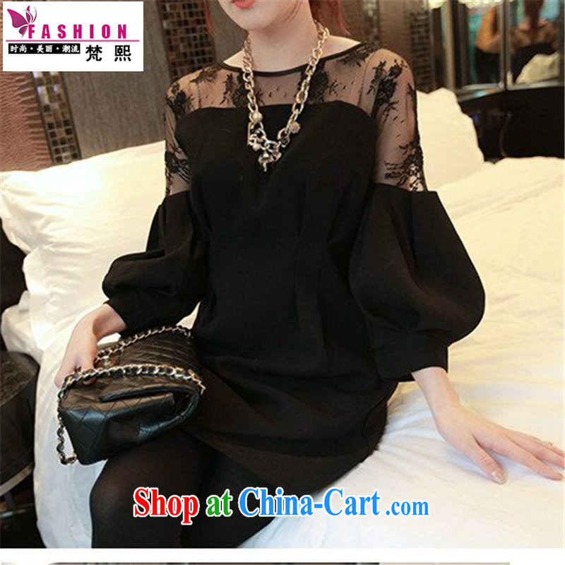 Van Gogh Hee-new, larger female dresses lace stitching, and black graphics thin dresses 200 MM jack can be wearing a black dress black XXXL 165 jack - 210 jack, Van Gogh-hee, and shopping on the Internet