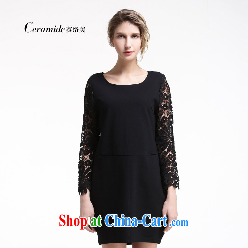 Race Contact Us larger ladies' 2015 spring new leisure and indeed more relaxed lace Openwork long-sleeved dress of 651101003 red M - 38, contact us (Ceramide), online shopping