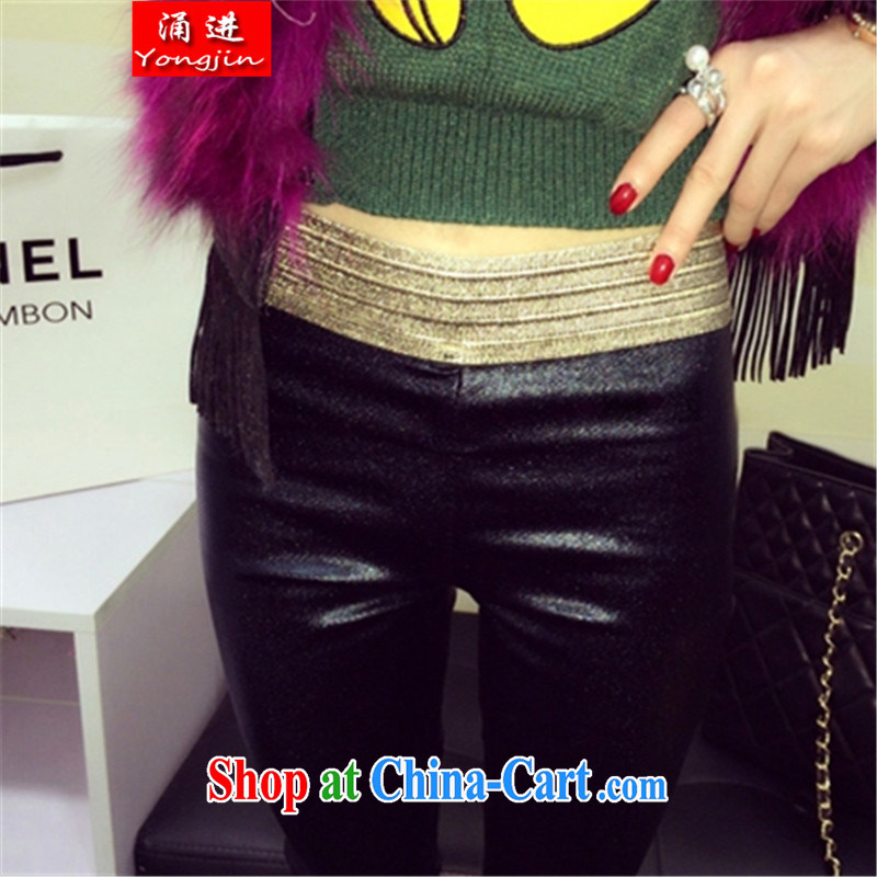 The 2015 summer new, indeed the XL thick mm video thin pants emulation leather lace solid pants trousers 200 jack can be seen wearing black 9925 XXL 160 - 200 jack, Chung, and shopping on the Internet