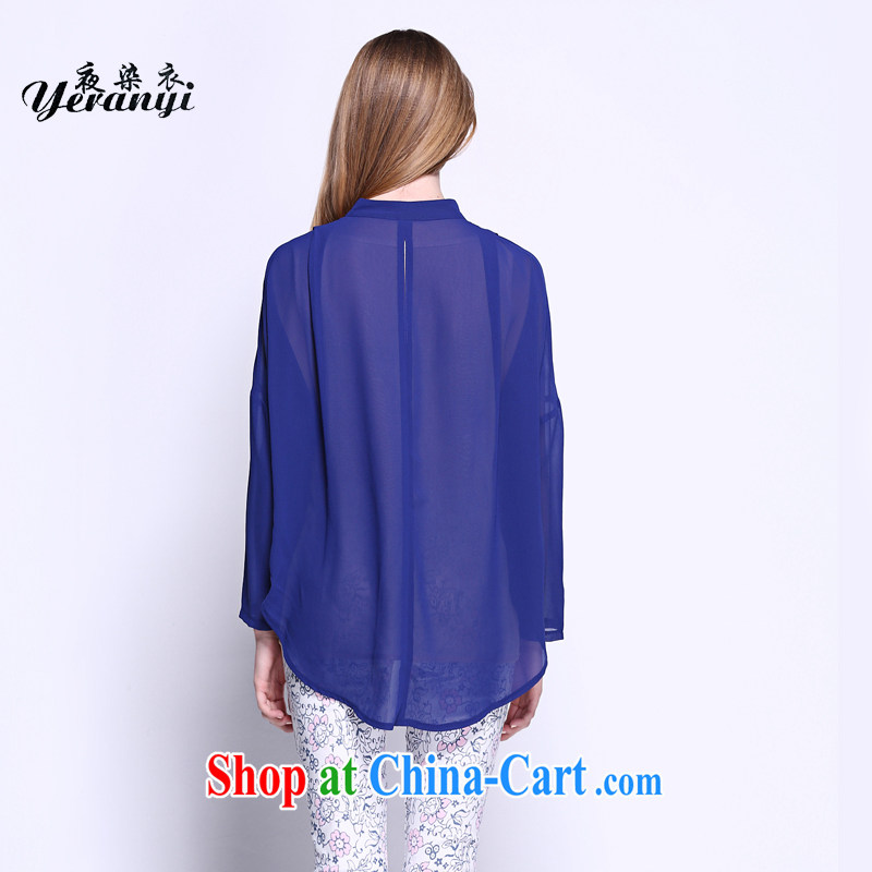 My hair and clothing spring 2015 new, the United States and Europe, women mm thick leave of two false loose video thin T-shirt blue 6 XL (185 - 200 ) jack, my dyeing clothing (yeranyi), online shopping