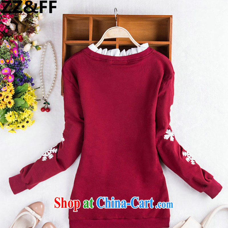 ZZ &FF 2015 spring new and indeed increase, female Jack 200 mm thick Korean stitching embroidered larger thick MM cultivating T pension female wine red XXXL (160 - 200 ) jack, ZZ &FF, shopping on the Internet