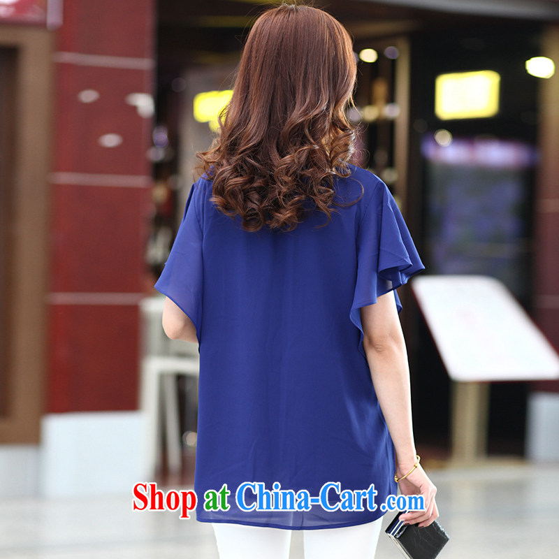 Mephidross economy honey, 2015 summer New, and indeed increase, female Korean version thick MM butterfly cuff loose snow woven shirts 1313 large blue code 5 XL 200 jack, evergreens economy honey (MENTIMISI), online shopping