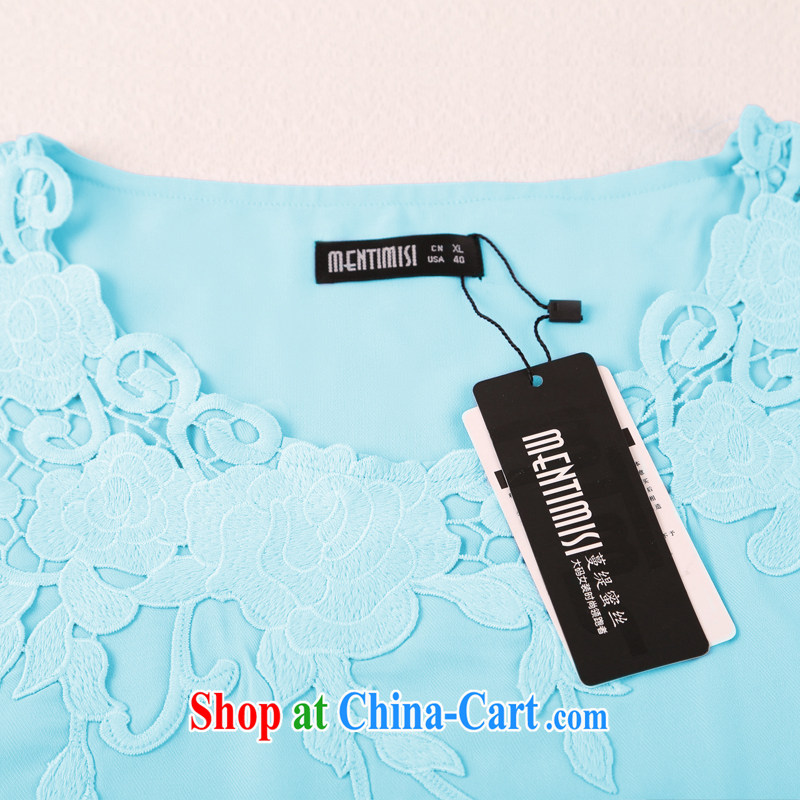 Mephidross economy honey, 2015 new, larger female summer is indeed the greater Korean version thick sister embroidered snow-woven T pension 1314 large blue code 3XL 160 jack, evergreens economy honey Silk (MENTIMISI), online shopping