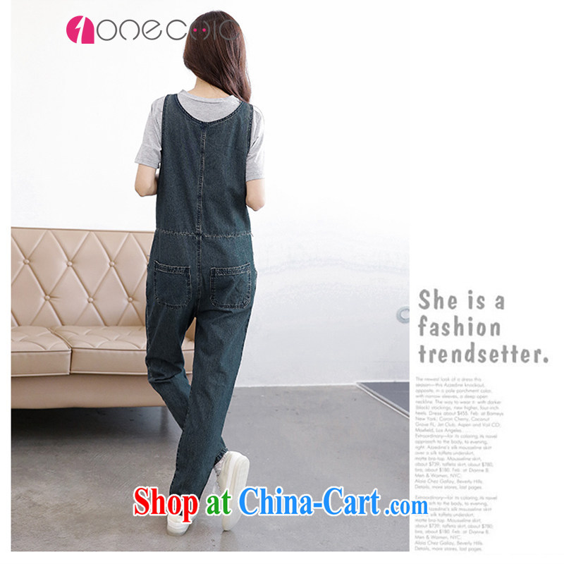 ONECHIC Korean version relaxed hip-hop, the document, a large, blue jeans back trousers code number can be pregnant with dark blue XS, 1 ONE CHIC, shopping on the Internet