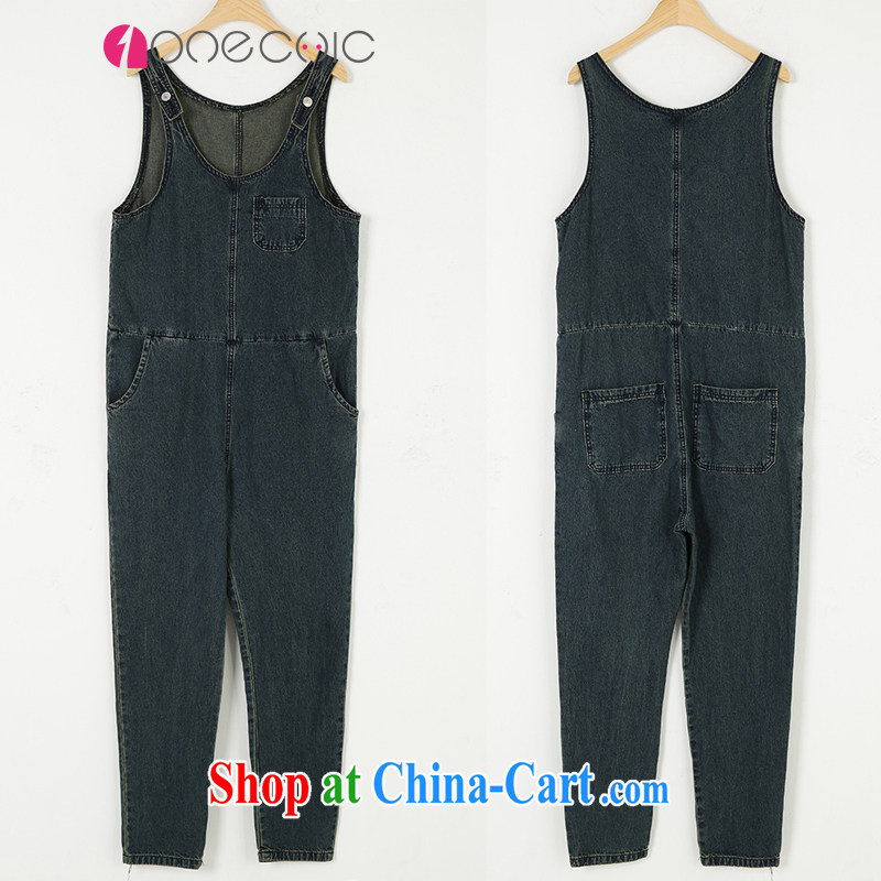 ONECHIC Korean version relaxed hip-hop, the document, a large, blue jeans back trousers code number can be pregnant with dark blue XS, 1 ONE CHIC, shopping on the Internet