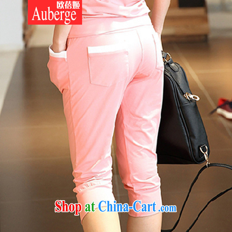 Auberge summer 2015 Korean version of the greater, sport and leisure package short-sleeved 7 pants girls pink XXXL, Auberge, shopping on the Internet