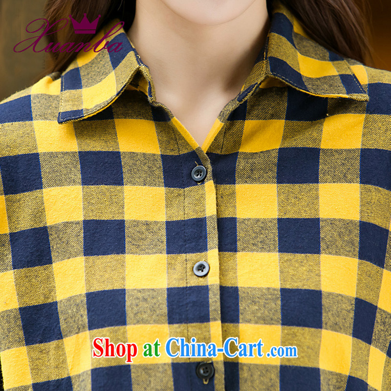 Cool Hip Hop ethnic 2015 spring south korea video thin checkered shirt girls long-sleeved sweater and indeed increase, women mm thick loose shirt yellow 5 XL, cool hip hop (XUANBAYIZU), and, on-line shopping