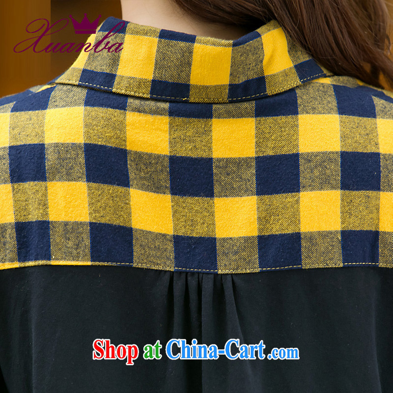 Cool Hip Hop ethnic 2015 spring south korea video thin checkered shirt girls long-sleeved sweater and indeed increase, women mm thick loose shirt yellow 5 XL, cool hip hop (XUANBAYIZU), and, on-line shopping