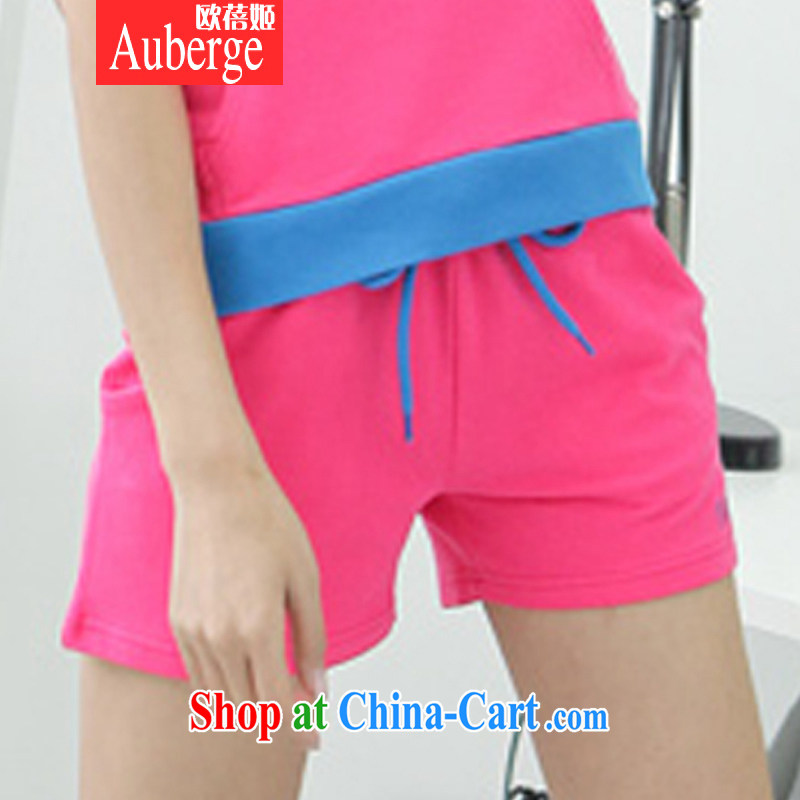 The Pei Ji 2015 summer leisure stylish short-sleeve shorts package students cotton jacket, Sport Kits female pink XXL, Auberge, shopping on the Internet