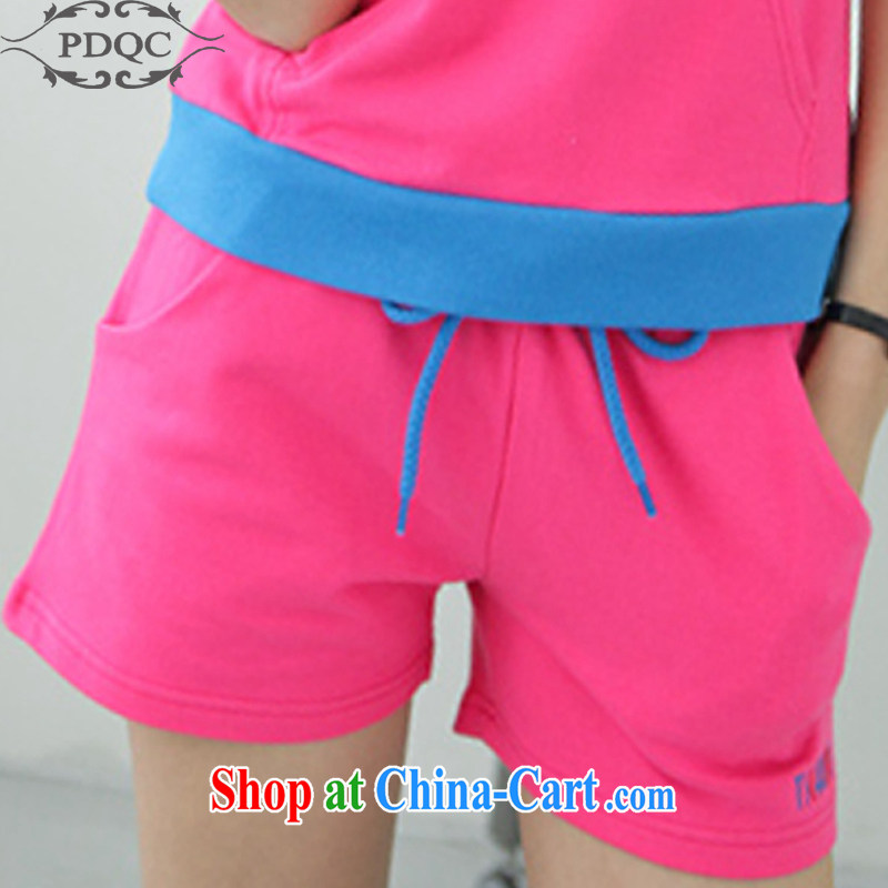 PDQC summer 2015 new vogue and pure cotton short-sleeved T-shirt shorts student kit pink XXL, PDQC, shopping on the Internet