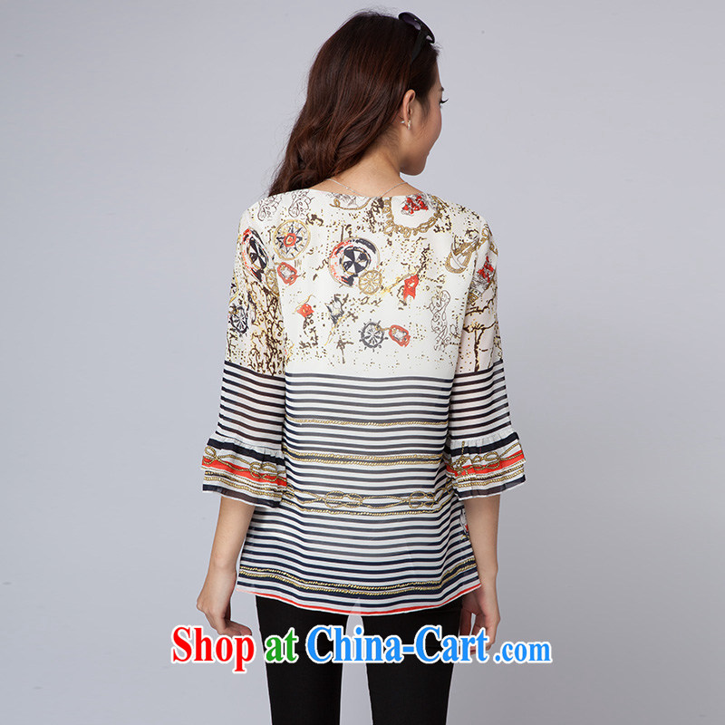 In short light 2015 spring new king, female positioning Flower Snow woven shirts with 7 stripes cuff stitching T-shirt girl T 5007 photo color XXXL, shallow, shopping on the Internet