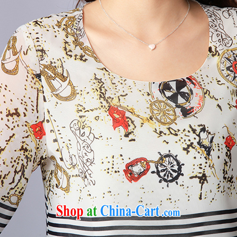In short light 2015 spring new king, female positioning Flower Snow woven shirts with 7 stripes cuff stitching T-shirt girl T 5007 photo color XXXL, shallow, shopping on the Internet